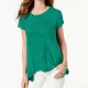 STYLE & COMPANY Womens Green Short Sleeve Handkerchief Top Size: M STYLE & COMPANY Womens Green Short Sleeve Handkerchief Top Size: M