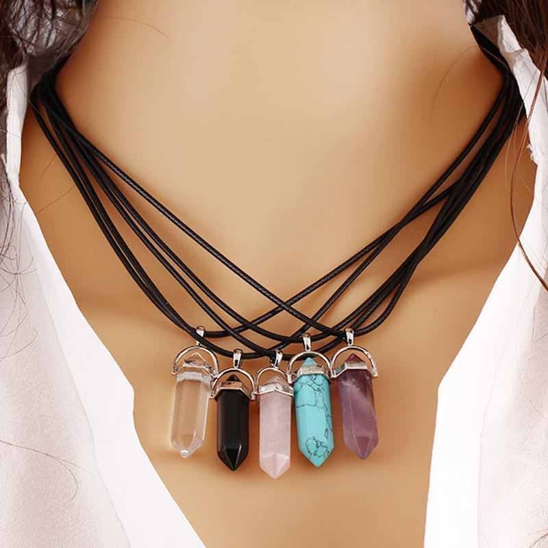 Hexagonal Crystal Yoga Point Chakra Healing Bullet Silver Pendant+Necklace+Pouch Hexagonal Crystal Yoga Point Chakra Healing Bullet Silver Pendant+Necklace+Pouch