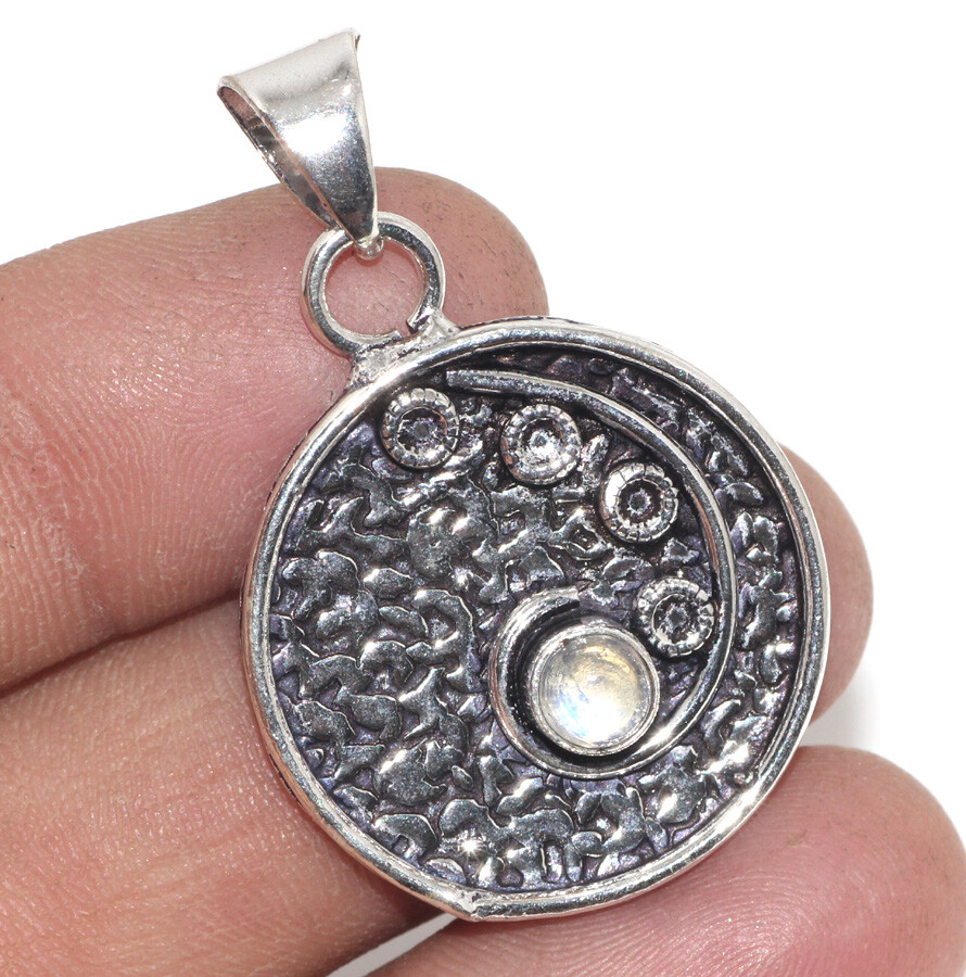 Rainbow Moonstone 925 Silver Plated Pendant 1.5″ Unique Gift GW Rainbow Moonstone 925 Silver Plated Pendant 1.5″ Unique Gift GW
