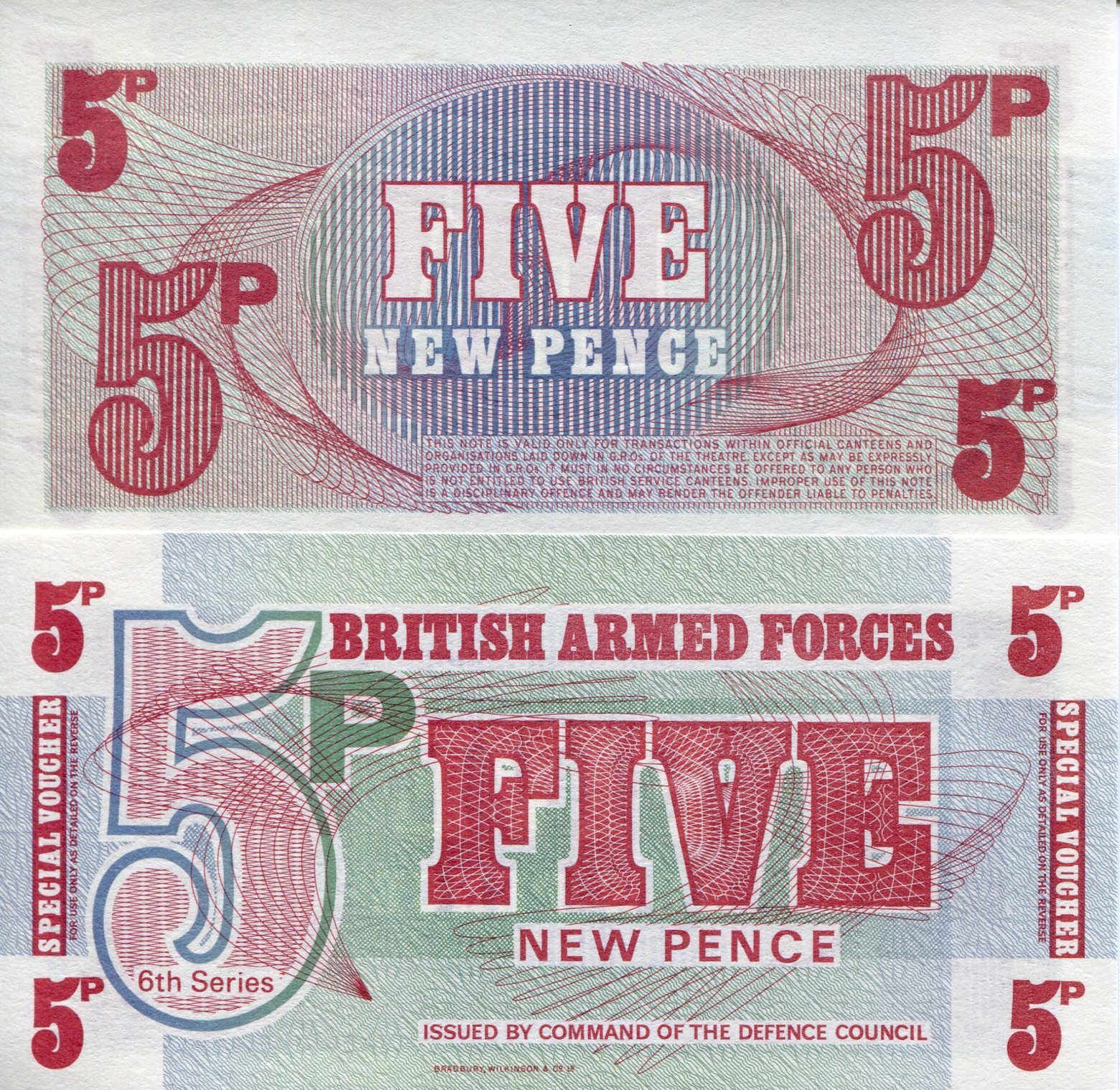 GREAT BRITAIN 5 New Pence World Money MILITARY Voucher pM47 British Armed Force GREAT BRITAIN 5 New Pence World Money MILITARY Voucher pM47 British Armed Force