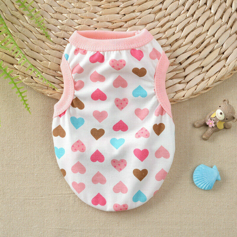 Pet Puppy Summer Shirt Small Dog Sleeveless Striped Vest Fashion Clothes Pink XS