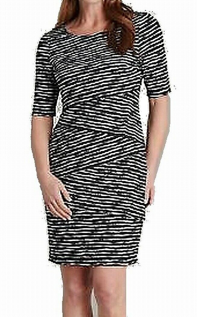 Connected Apparel Women’s Dress Black Size 14P Petite Sheath Zig Zag $79 #233