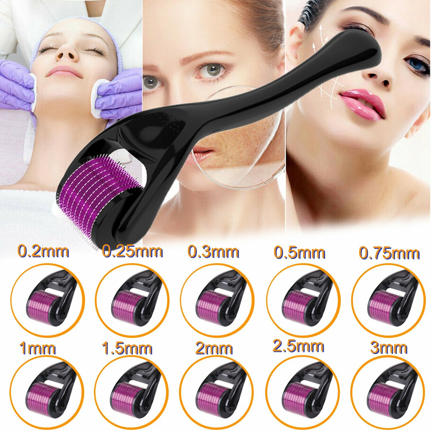 Derma Roller Titanium 540 Micro Needle Dermaroller Anti Aging Scars Skin 0.2-3mm Derma Roller Titanium 540 Micro Needle Dermaroller Anti Aging Scars Skin 0.2-3mm