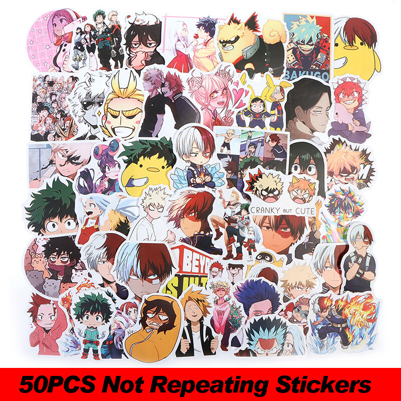 50pcs New Anime My Hero academia Stickers Decals Motor Skateboard Laptop Y1