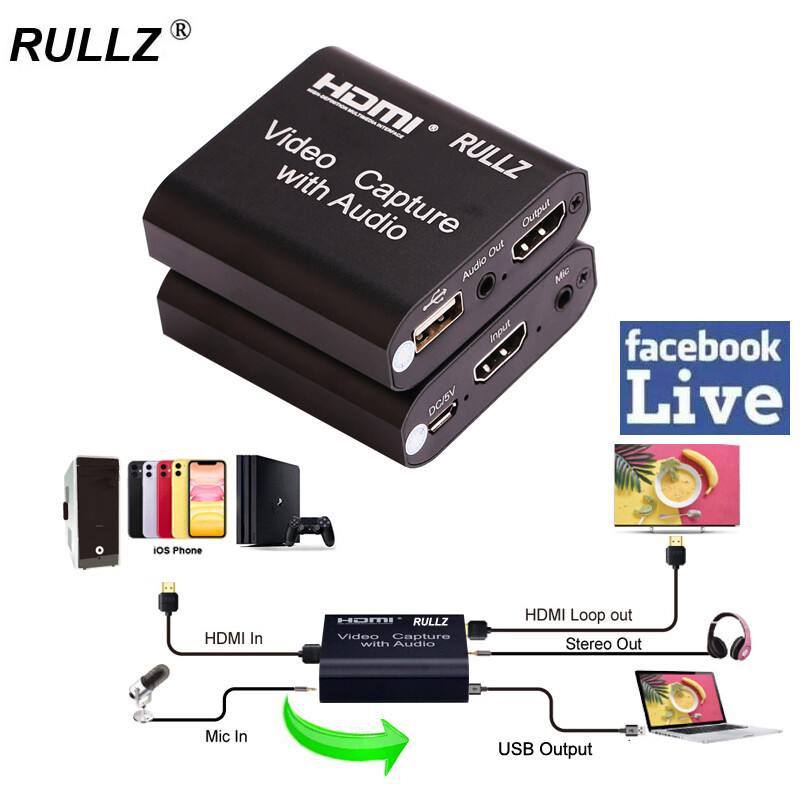 USB 2.0 Mic in Audio Video Capture Card for PS4 Switch Record OBS Live Streaming USB 2.0 Mic in Audio Video Capture Card for PS4 Switch Record OBS Live Streaming