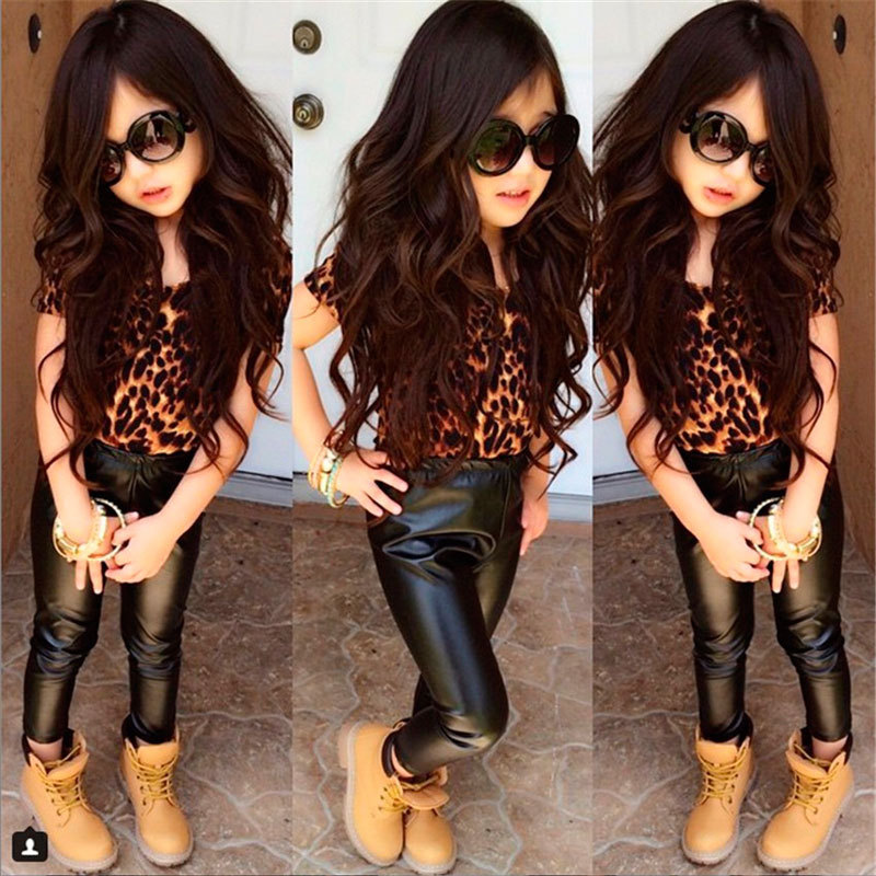 2pcs Kids Infant Girls Summer Fashion Outfits Short Sleeve Leopard T-shirt+Pants 2pcs Kids Infant Girls Summer Fashion Outfits Short Sleeve Leopard T-shirt+Pants
