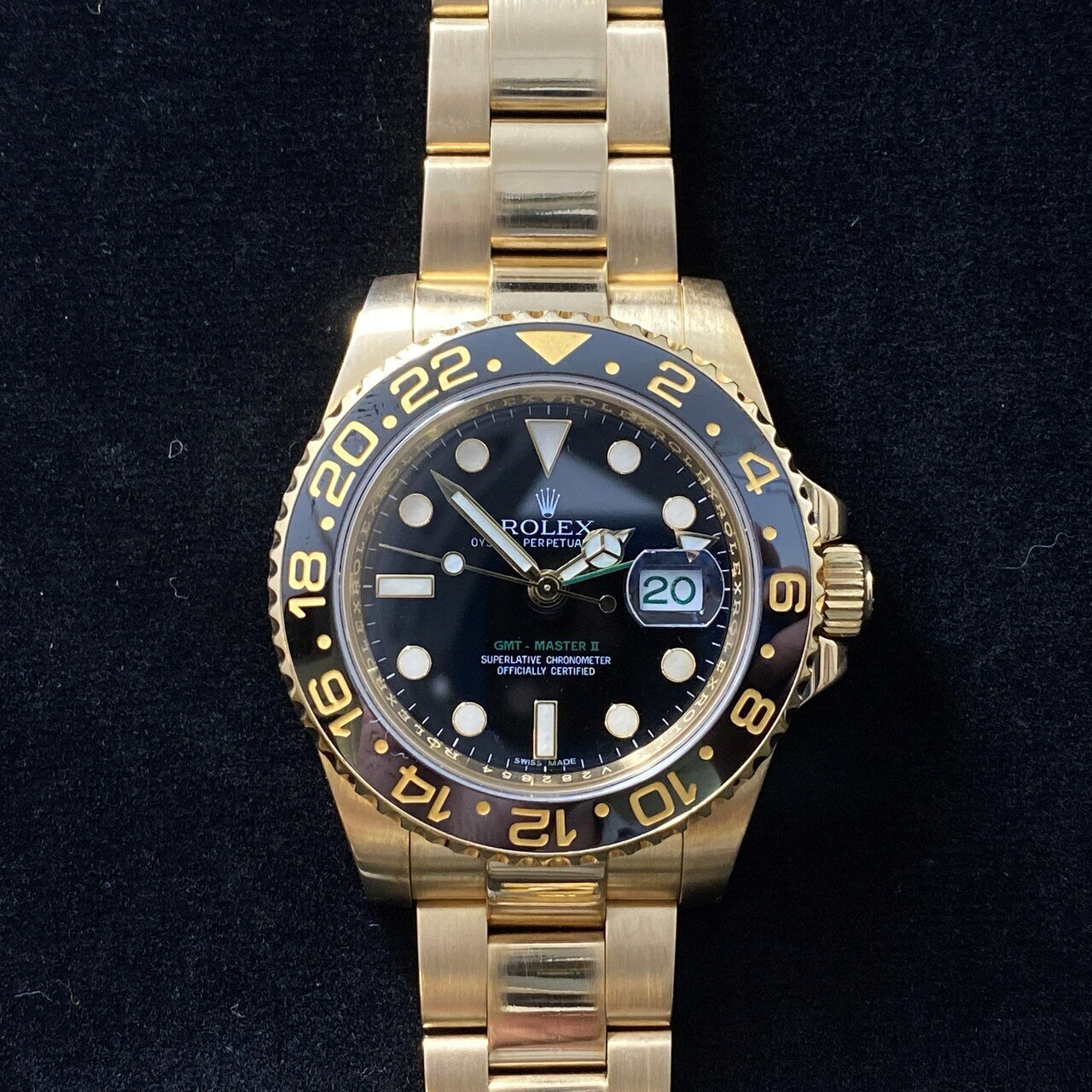 18CT GOLD ROLEX GMT MASTER II WATCH C/2008-09 116718 & SERVICE CARD/BOX #51555 18CT GOLD ROLEX GMT MASTER II WATCH C/2008-09 116718 & SERVICE CARD/BOX #51555