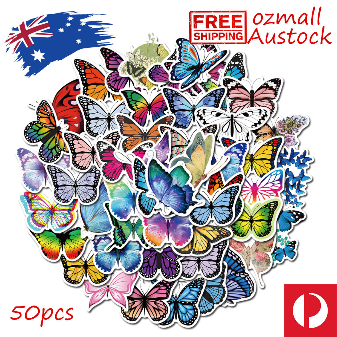 50pcs Butterfly Stickers Vinyl Decal Waterproof Laptop iPhone Luggage 50pcs Butterfly Stickers Vinyl Decal Waterproof Laptop iPhone Luggage