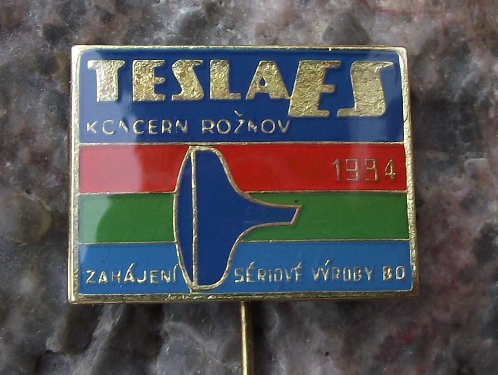1984 Tesla Electronics Early Television Cathode Ray Tube CRT Pin Badge 1984 Tesla Electronics Early Television Cathode Ray Tube CRT Pin Badge