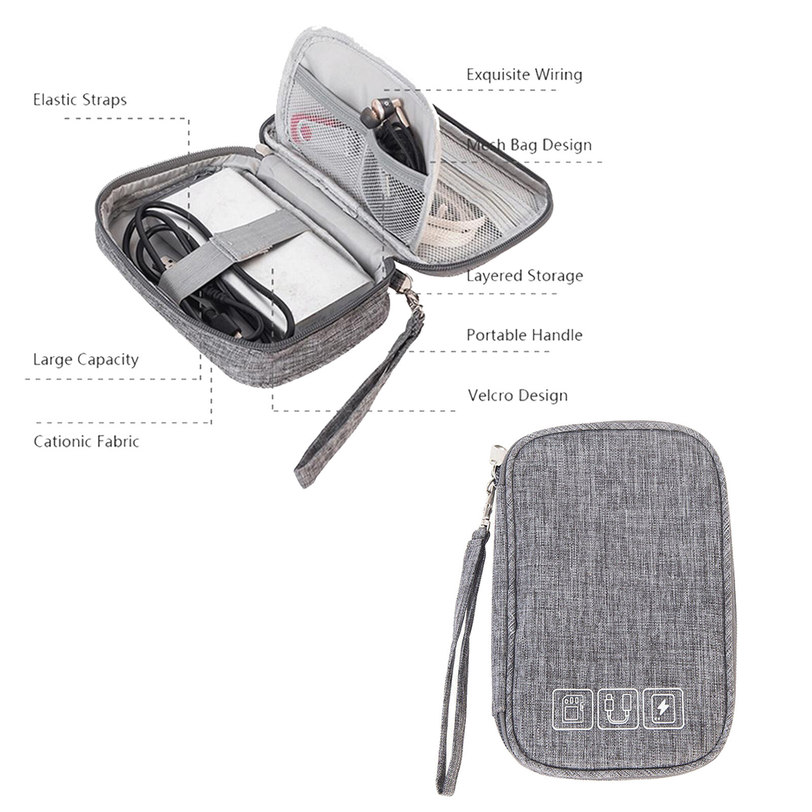 Portable Electronics Accessories Organizer Travel Bag Cable Travel Storage Case Portable Electronics Accessories Organizer Travel Bag Cable Travel Storage Case