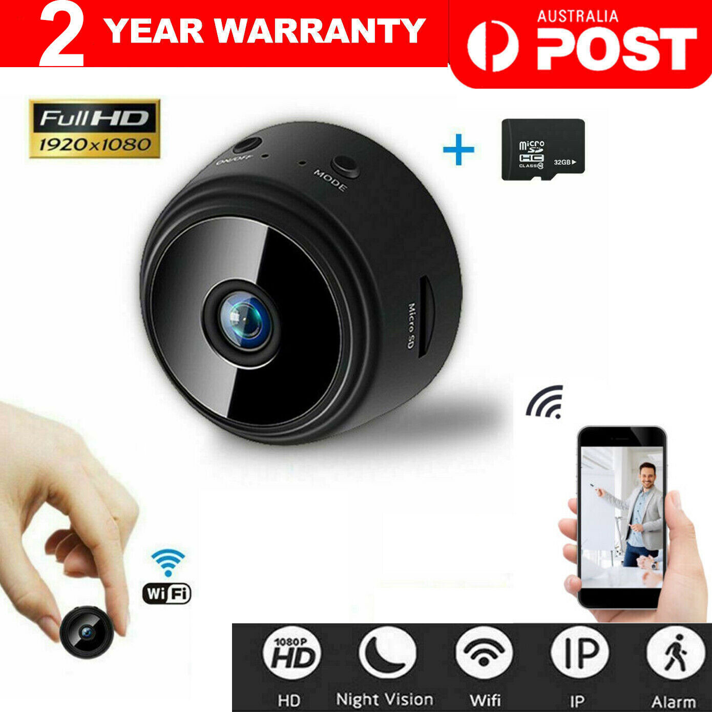 1080P HD Mini Wifi Wireless IP Hidden Spy Camera Security Cam Network Monitor AU