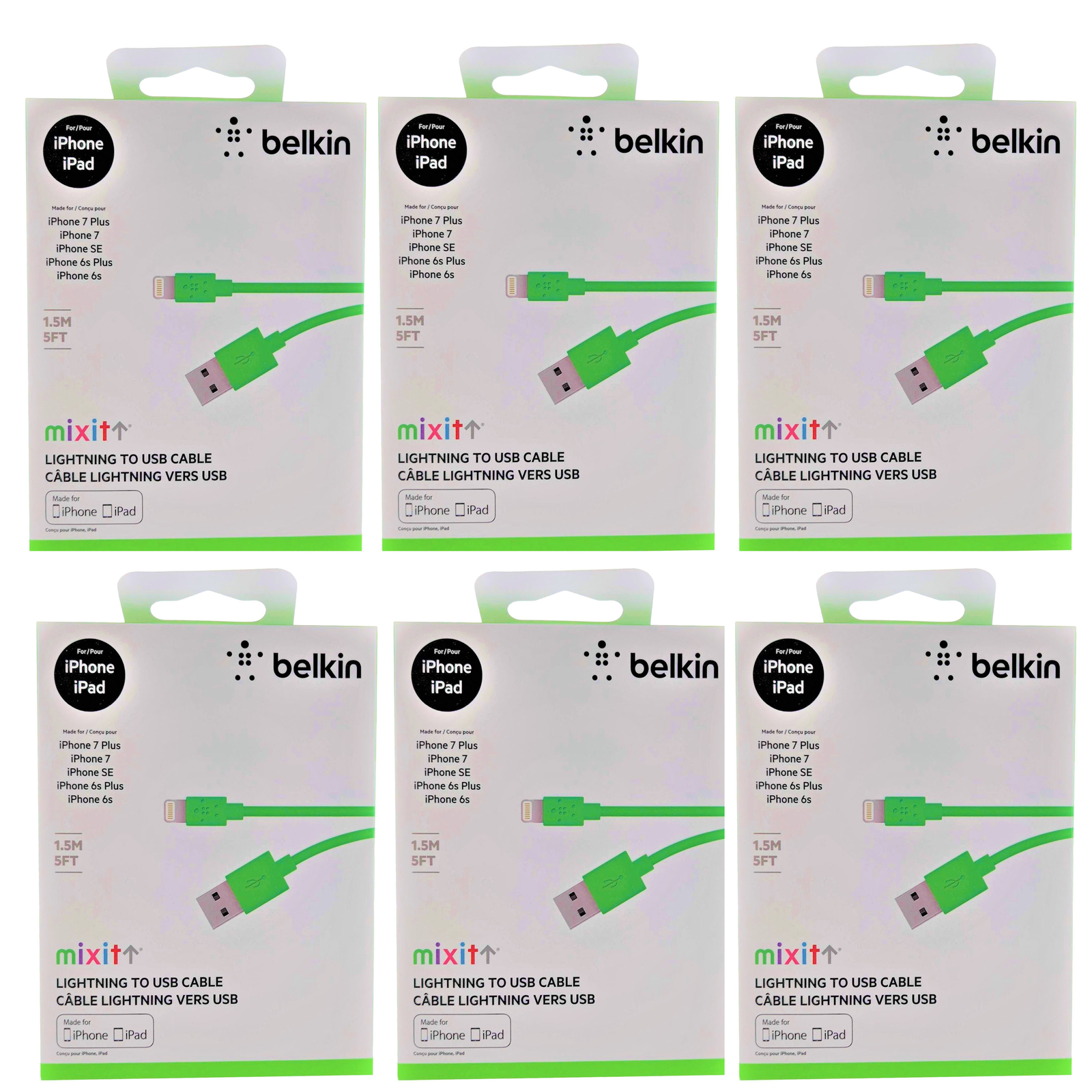 Belkin MixIt Lightning to USB Cable for iPhone APPLE MFI CERTIFIED, 6 PACK Belkin MixIt Lightning to USB Cable for iPhone APPLE MFI CERTIFIED, 6 PACK