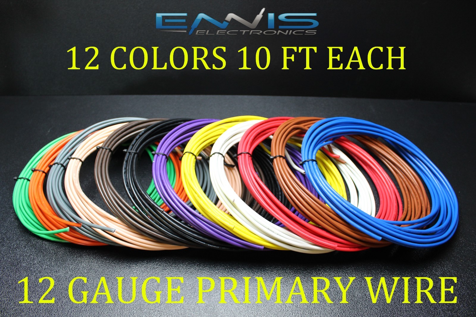 12 GAUGE WIRE ENNIS ELECTRONICS 10 FT EA 12 COLORS CABLE AWG COPPER CLAD 120 FT 12 GAUGE WIRE ENNIS ELECTRONICS 10 FT EA 12 COLORS CABLE AWG COPPER CLAD 120 FT