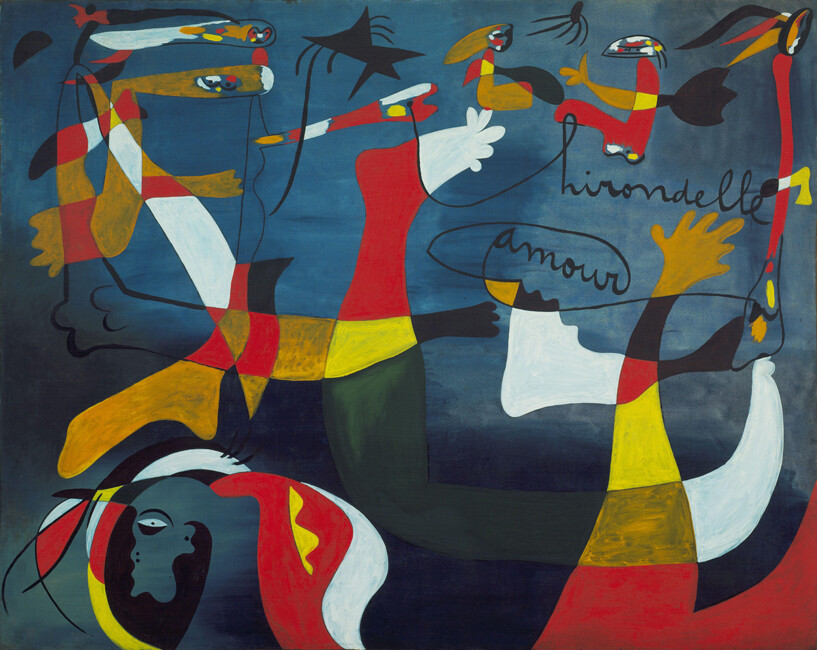 Art Fabric HD Print Oil Painting Joan Miró Hirondelle Amour Wall Decor Art Fabric HD Print Oil Painting Joan Miró Hirondelle Amour Wall Decor