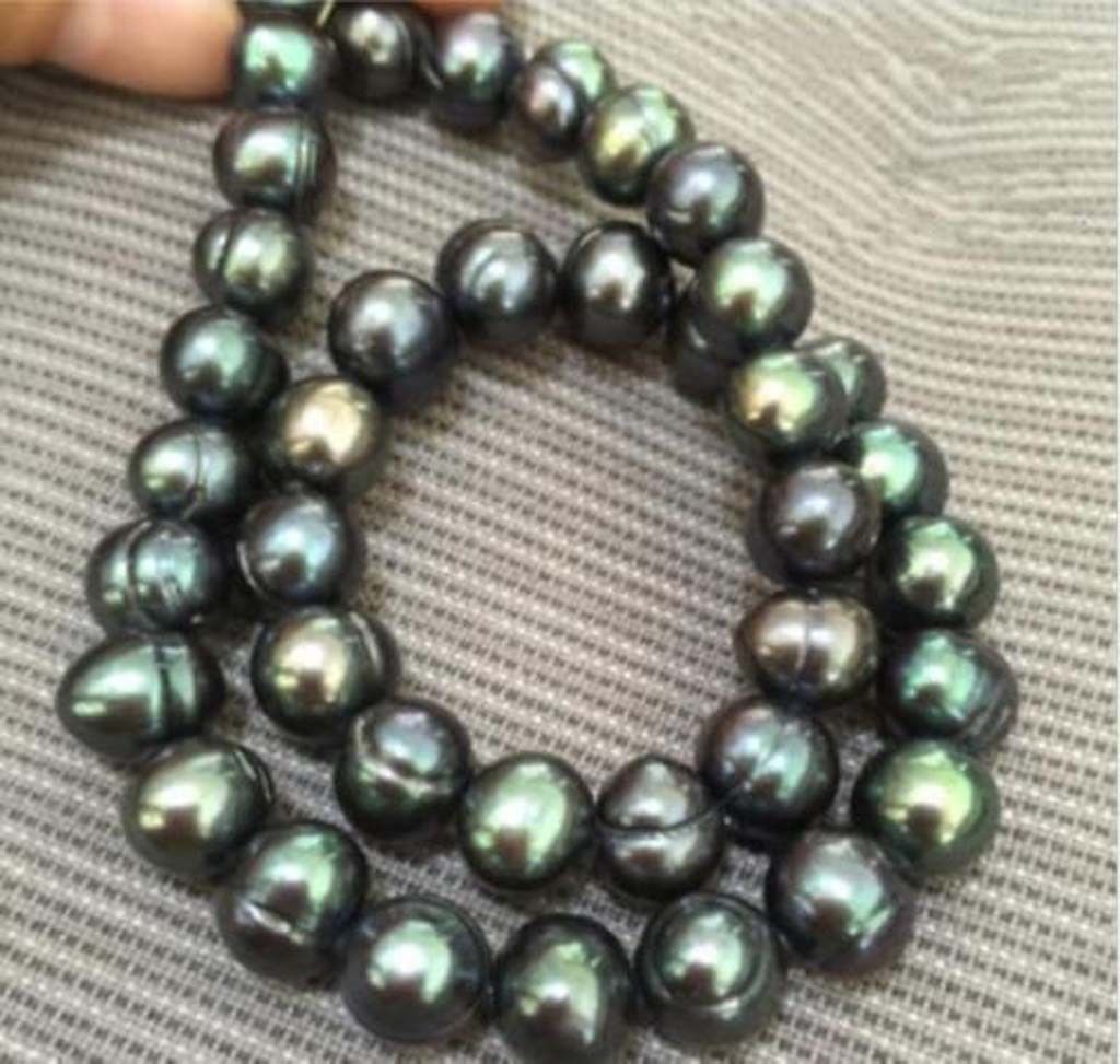 Charming Genuine 9-10mm baroque South sea Black green Pearl Necklace 18” Charming Genuine 9-10mm baroque South sea Black green Pearl Necklace 18”