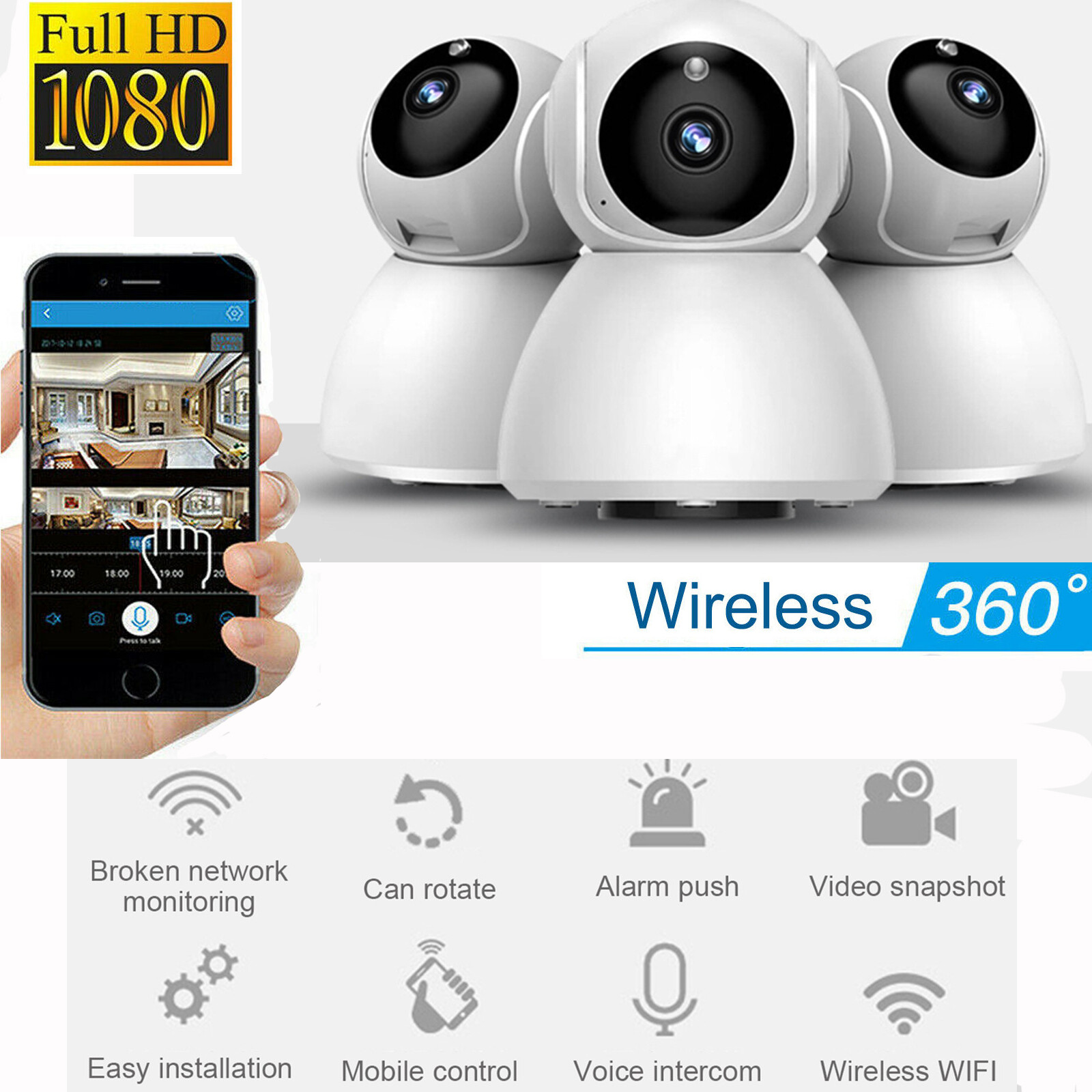 Wireless Security Camera Indoor Home Smart Wifi System Monitor IR Night Vision Wireless Security Camera Indoor Home Smart Wifi System Monitor IR Night Vision