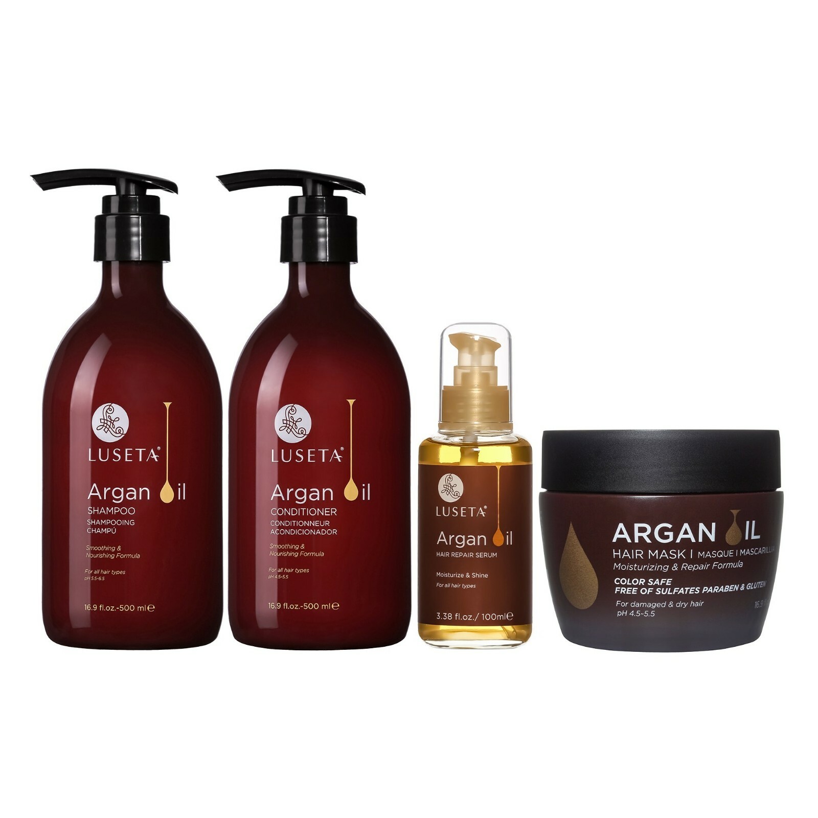 LUSETA ARGAN OIL MOISTURE REPAIR 4PCS HAIR CARE BUNDLE FOR DRY DAMAGED HAIR LUSETA ARGAN OIL MOISTURE REPAIR 4PCS HAIR CARE BUNDLE FOR DRY DAMAGED HAIR