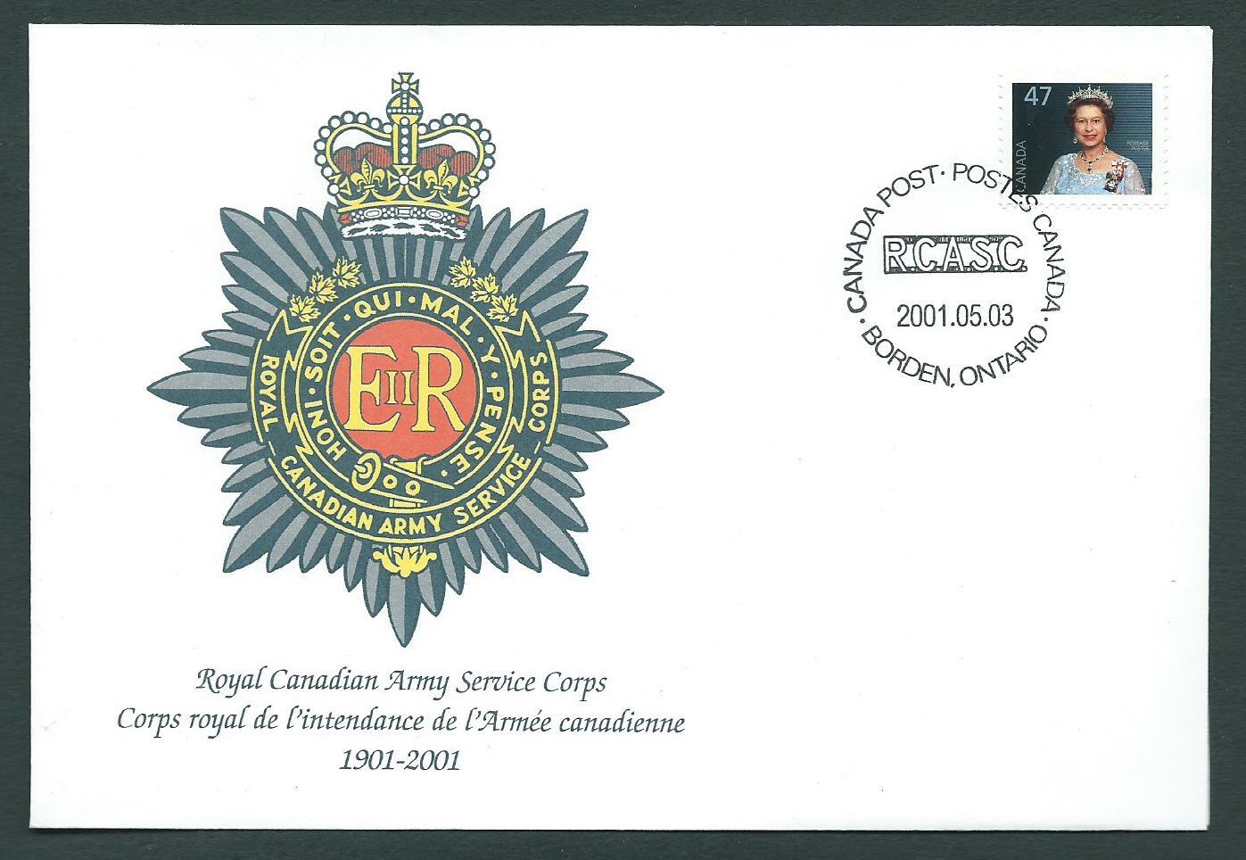 Canada-S45 Commemorative Envelope-Royal Canadian Army Services Corps (1901-2001) Canada-S45 Commemorative Envelope-Royal Canadian Army Services Corps (1901-2001)