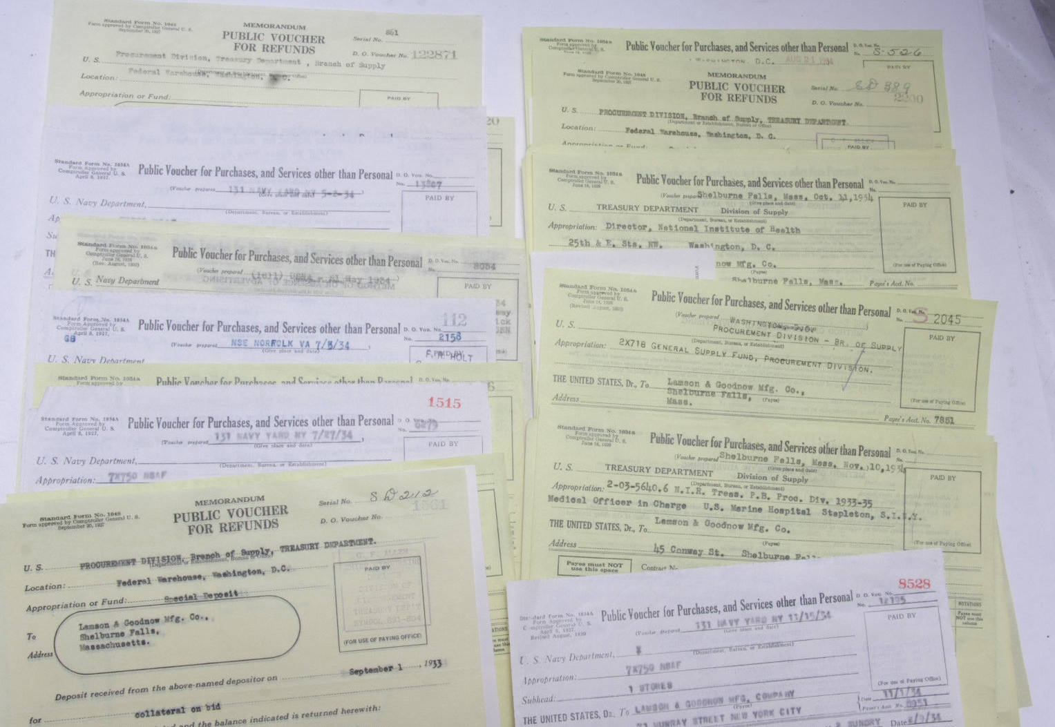 1934 Lamson Goodnow US Treasury Dept Public Purchase Vouchers Ephemera P655F 1934 Lamson Goodnow US Treasury Dept Public Purchase Vouchers Ephemera P655F