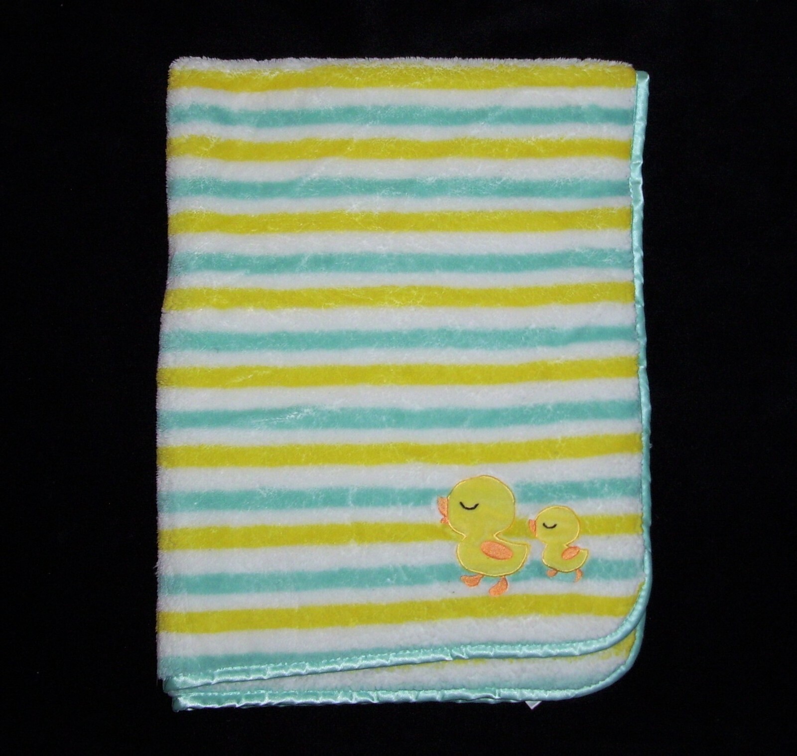 Baby Gear 2 Duck Mom Blanket Yellow Aqua Green Stripe Satin Edge Security Lovey Baby Gear 2 Duck Mom Blanket Yellow Aqua Green Stripe Satin Edge Security Lovey