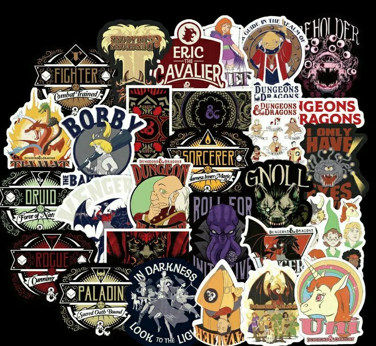 50pcs DnD Dungeons & Dragons Stickers for Luggage Laptop Decal Dice Skateboard 50pcs DnD Dungeons & Dragons Stickers for Luggage Laptop Decal Dice Skateboard