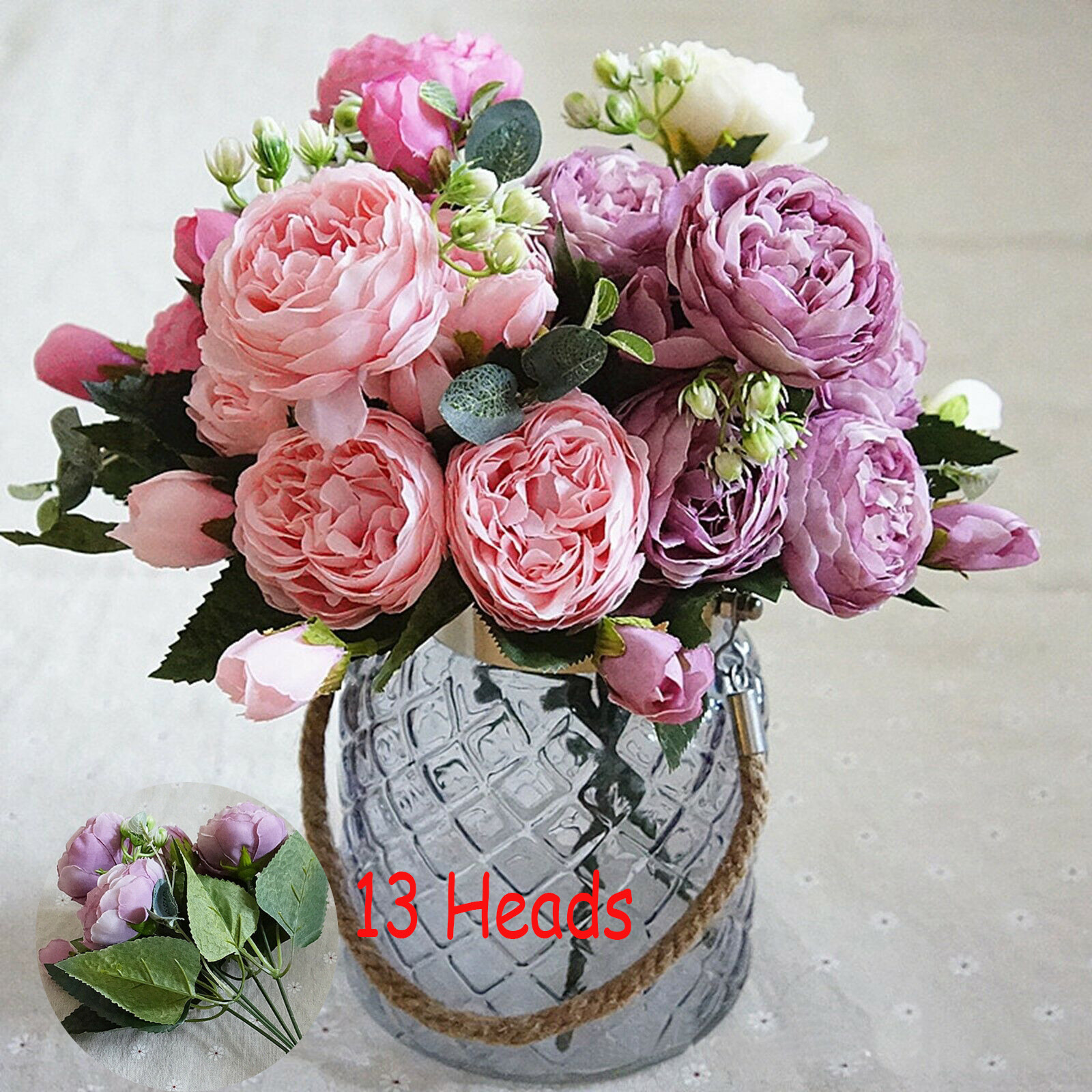 13 Heads Silk Peony Artificial Flowers Peony Wedding Bouquet Home Party Decor A+ 13 Heads Silk Peony Artificial Flowers Peony Wedding Bouquet Home Party Decor A+