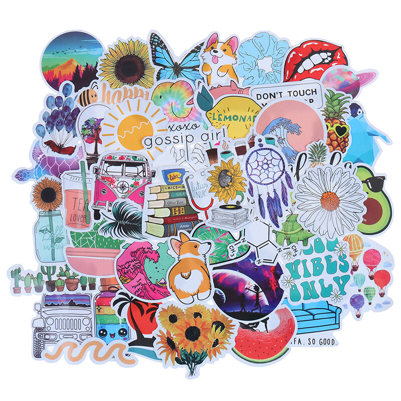 50Pcs Cartoon Kawaii Stickers Skateboard Laptop Luggage Guitar Bike Car Decal Vb 50Pcs Cartoon Kawaii Stickers Skateboard Laptop Luggage Guitar Bike Car Decal Vb
