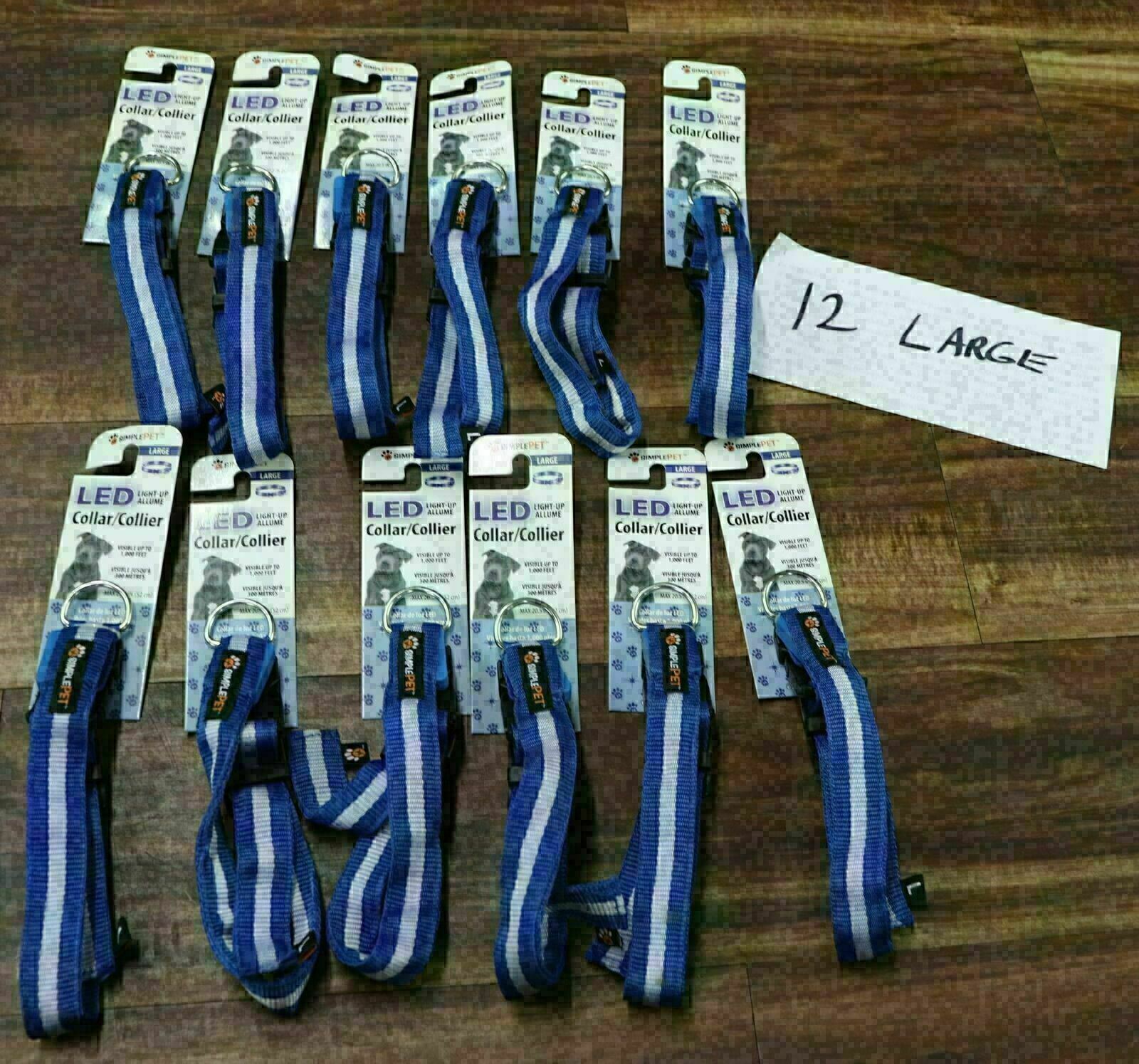Lot 12 Wholesale BULK PET SUPPLIES Blue LED Flashing Dog Collar Large NR Lot 12 Wholesale BULK PET SUPPLIES Blue LED Flashing Dog Collar Large NR