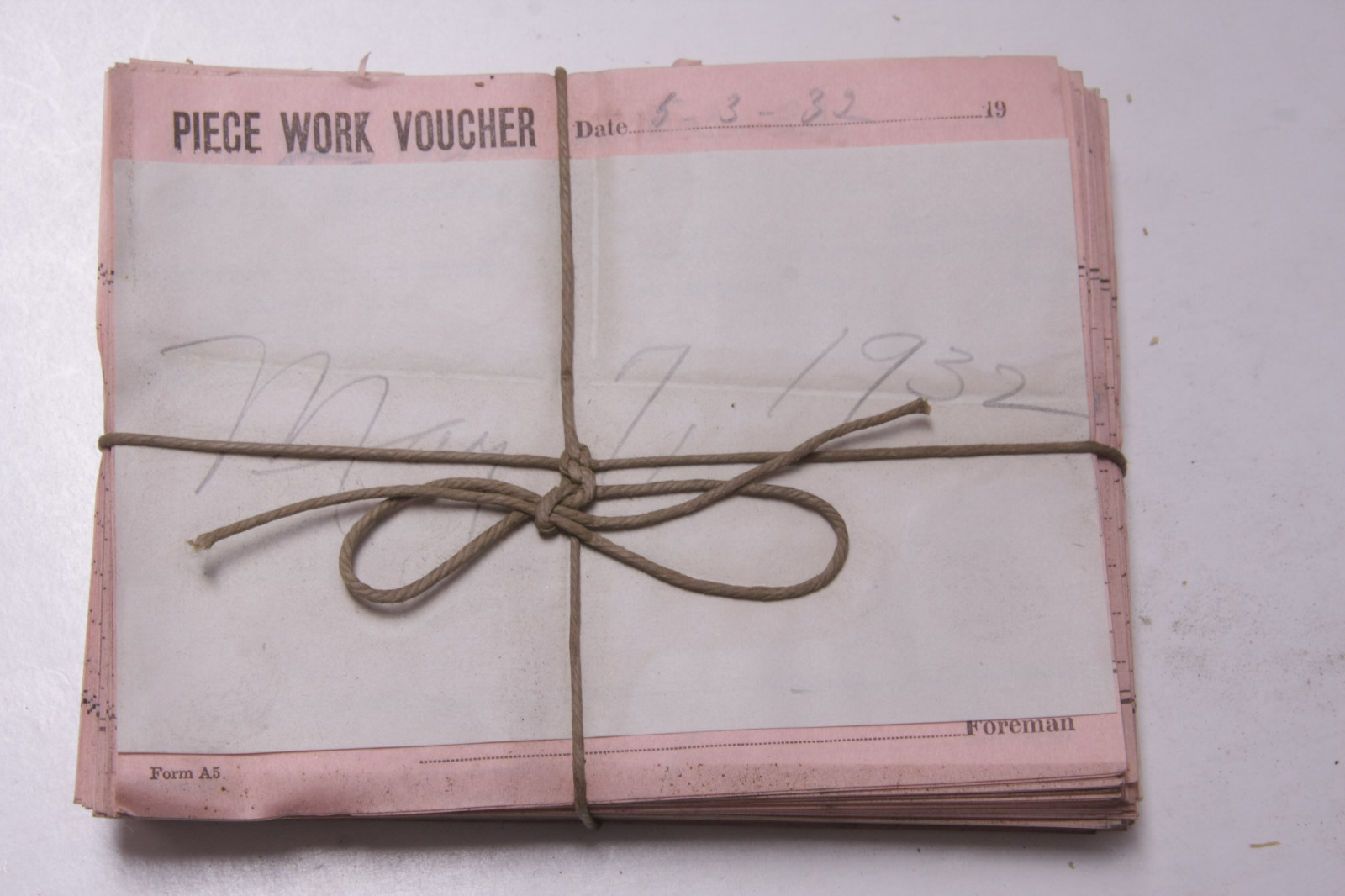 May 7 1932 Lamson Goodnow Piece Work Voucher Maunfacturing Pay Ephemera E50J May 7 1932 Lamson Goodnow Piece Work Voucher Maunfacturing Pay Ephemera E50J