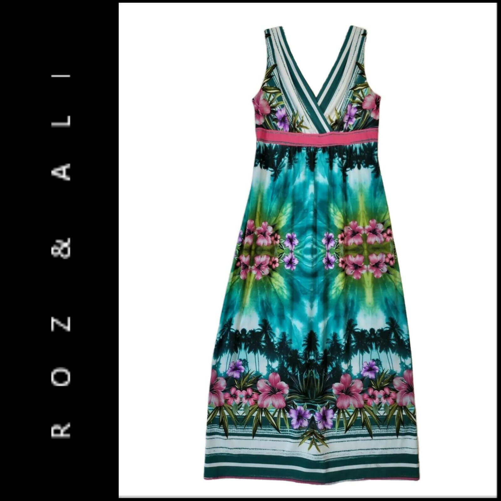 Roz & Ali Women Sleeveless Floral Casual Formal Maxi Dress Size 8