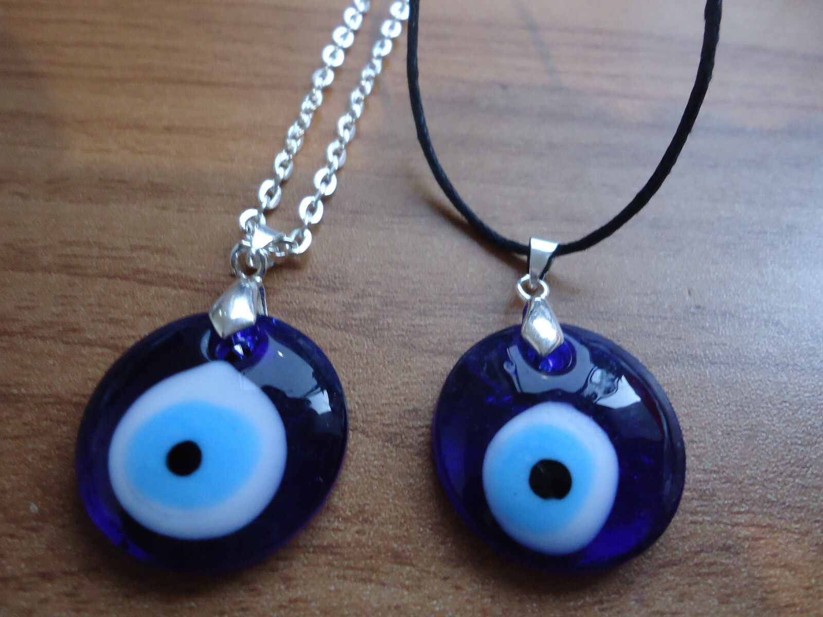 Blue Glass Evil Eye Protection Nazar Turkish Pendant + Necklace + Velvet Pouch Blue Glass Evil Eye Protection Nazar Turkish Pendant + Necklace + Velvet Pouch