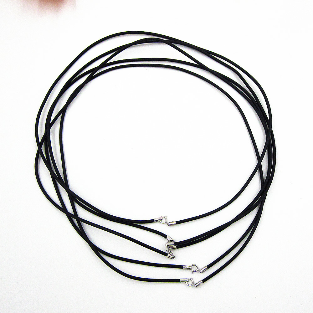 1 Pc 925 Solid Silver Clasp 2mm Round Black Leather Cord Necklace Chain 16″-20″