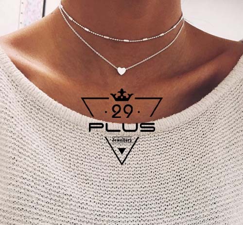 Classic Women Love Heart Pendant Double Layers Chain Necklace Choker Jewelry AU Classic Women Love Heart Pendant Double Layers Chain Necklace Choker Jewelry AU