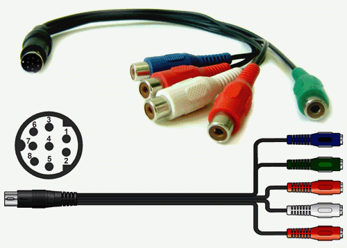 Mini DIN 8-pin To 5 RCA Component Video Audio Input/Output Adapter Cable Mini DIN 8-pin To 5 RCA Component Video Audio Input/Output Adapter Cable