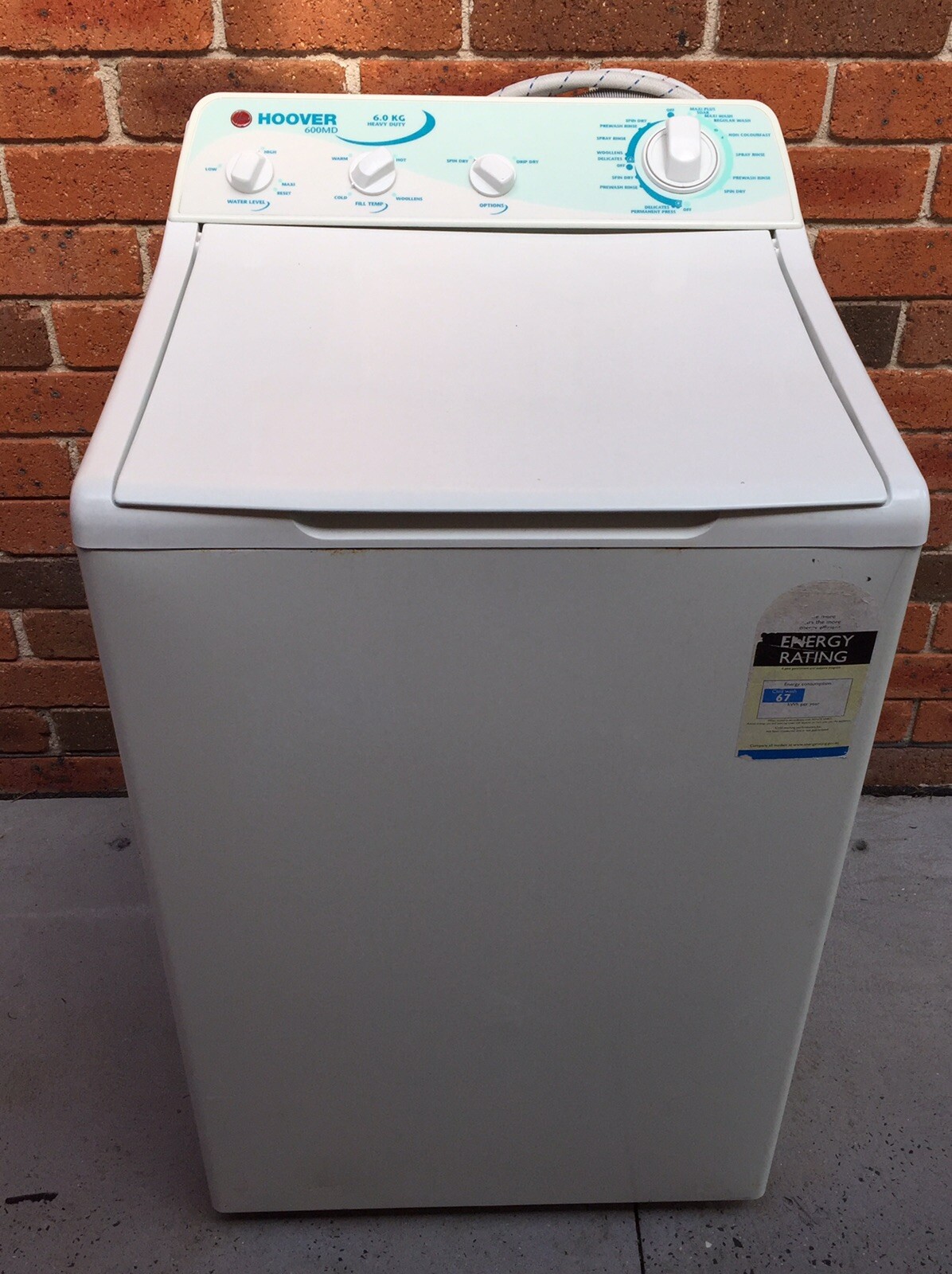 Hoover (Electrolux) 600md 6kg Top Loader Washing Machine 2251 Hoover (Electrolux) 600md 6kg Top Loader Washing Machine 2251