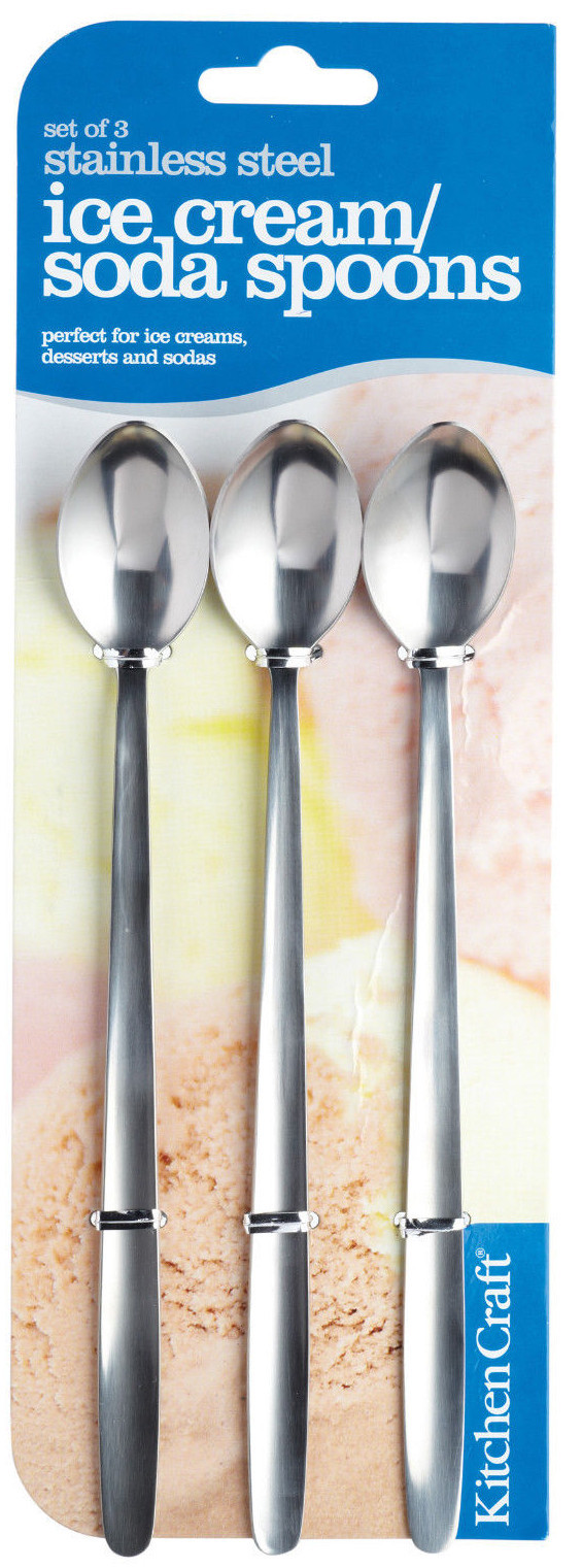 Kitchen Craft Stainless Steel Long Handled Latte, Soda / Ice Cream Tea Spoons x3 Kitchen Craft Stainless Steel Long Handled Latte, Soda / Ice Cream Tea Spoons x3