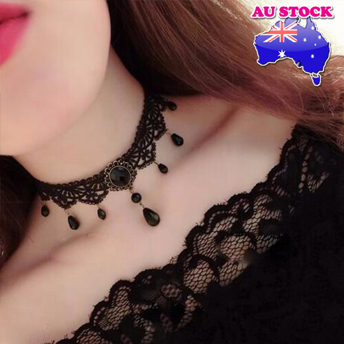 Genuine Black Gothic Lace Velvet Choker With Water Drop Necklace Jewelry Genuine Black Gothic Lace Velvet Choker With Water Drop Necklace Jewelry