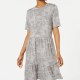 ONE CLOTHING Womens Gray Short Sleeve Above The Knee Fit + Flare Dress M ONE CLOTHING Womens Gray Short Sleeve Above The Knee Fit + Flare Dress M