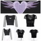 Gothic Summer Cropped T-Shirts Fashion Lace Short Sleeve T Shirt for Women Girls Gothic Summer Cropped T-Shirts Fashion Lace Short Sleeve T Shirt for Women Girls