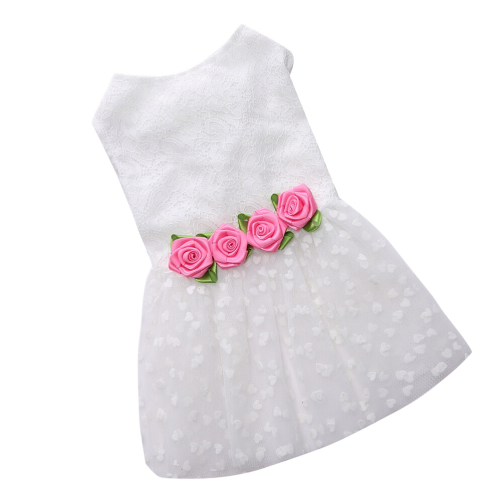 Summer Lace Flower Dog Clothing Pet Dog Skirt Costume Pet Supplies – Size XS (Wh