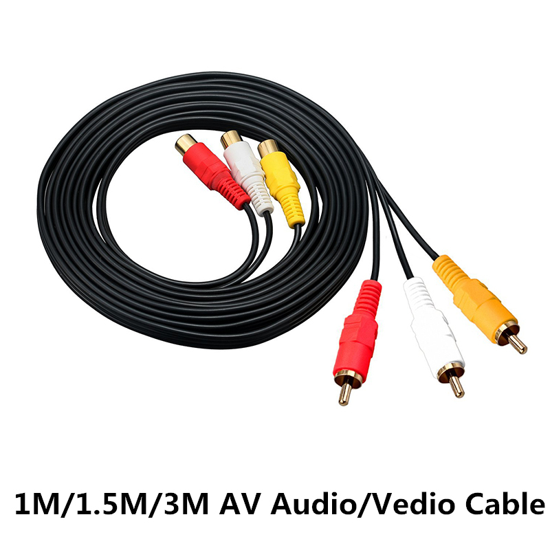 1M/1.5M/3M 3 RCA Audio Video AV TV DVD Extension Cable Male to Female Cord Cable 1M/1.5M/3M 3 RCA Audio Video AV TV DVD Extension Cable Male to Female Cord Cable