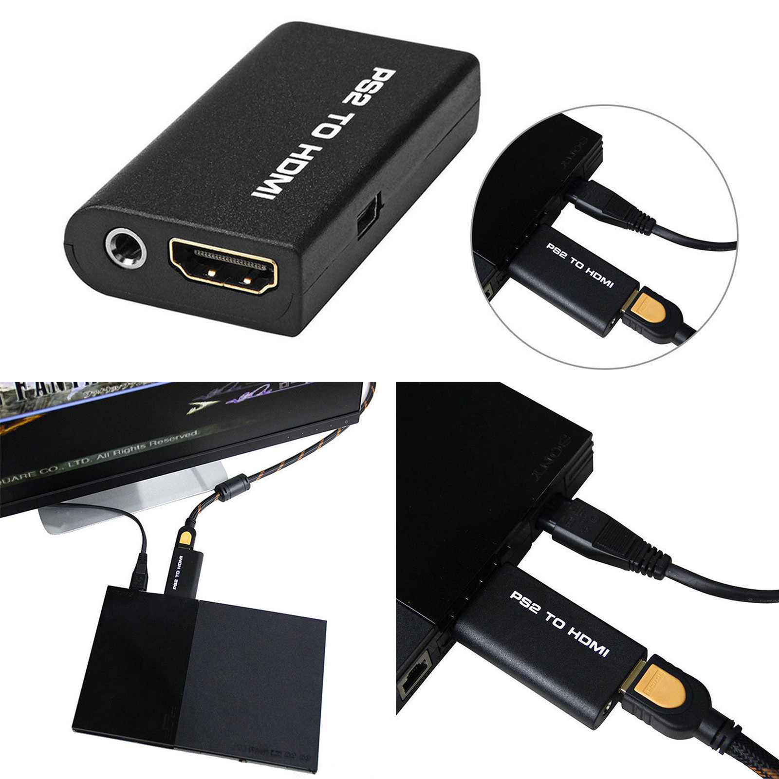 PS2 to HDMI Audio Video Cable AV Adapter Converter w/3.5mm Audio Output for HDTV PS2 to HDMI Audio Video Cable AV Adapter Converter w/3.5mm Audio Output for HDTV