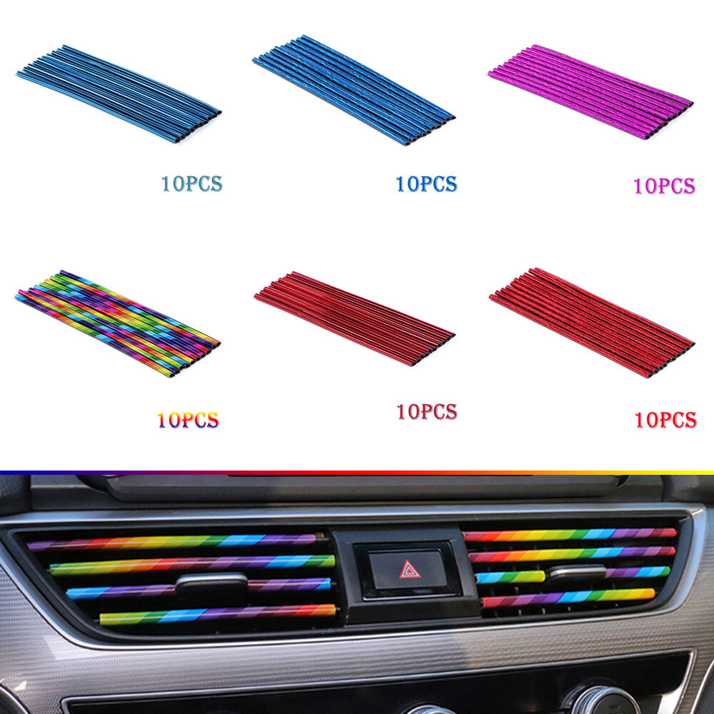 10x Auto Car Accessories Colorful Air Conditioner Air Outlet Decoration Strip 10x Auto Car Accessories Colorful Air Conditioner Air Outlet Decoration Strip