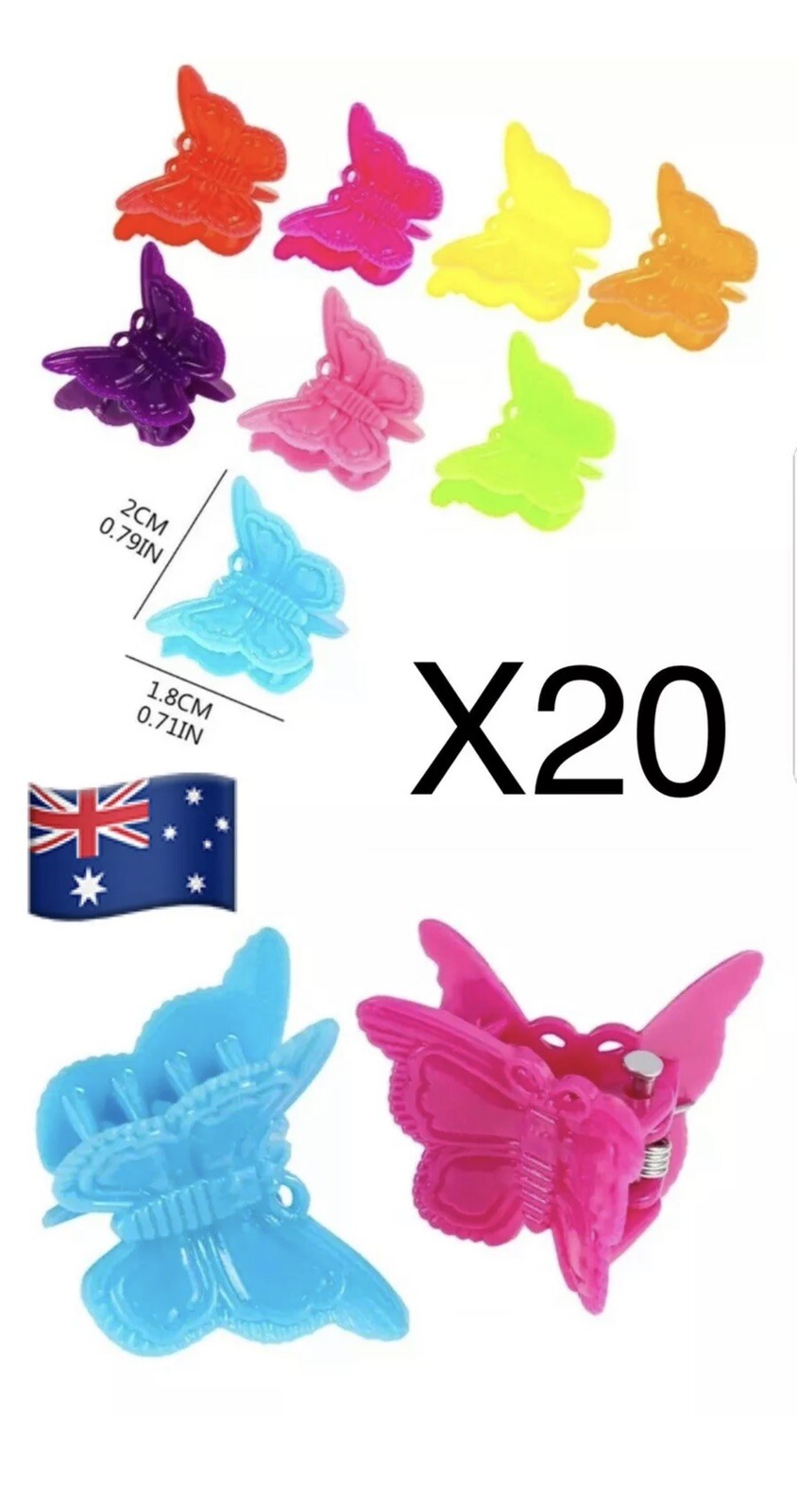 20x Butterfly’s Fashion Mixed colors Plastic Hair Clip Baby Girls Clamp Claw