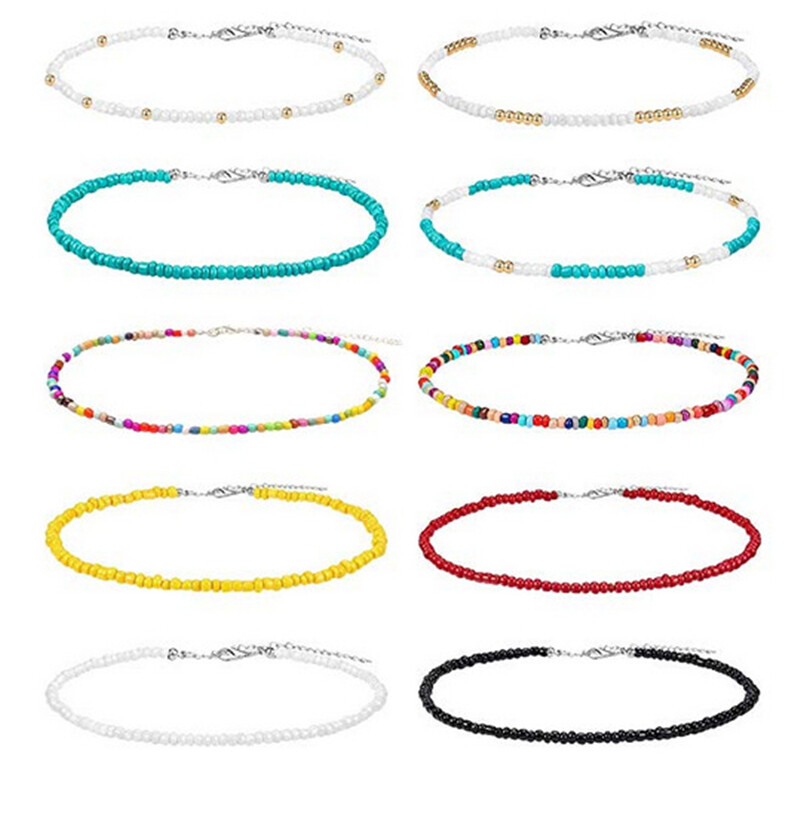 Necklace Handmade Statement Beaded Bead Multi Seed Strand Long Color Chain Beads Necklace Handmade Statement Beaded Bead Multi Seed Strand Long Color Chain Beads