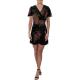 Aqua Womens Black Velvet Floral Burnout Wrap Dress S 8025 Aqua Womens Black Velvet Floral Burnout Wrap Dress S 8025