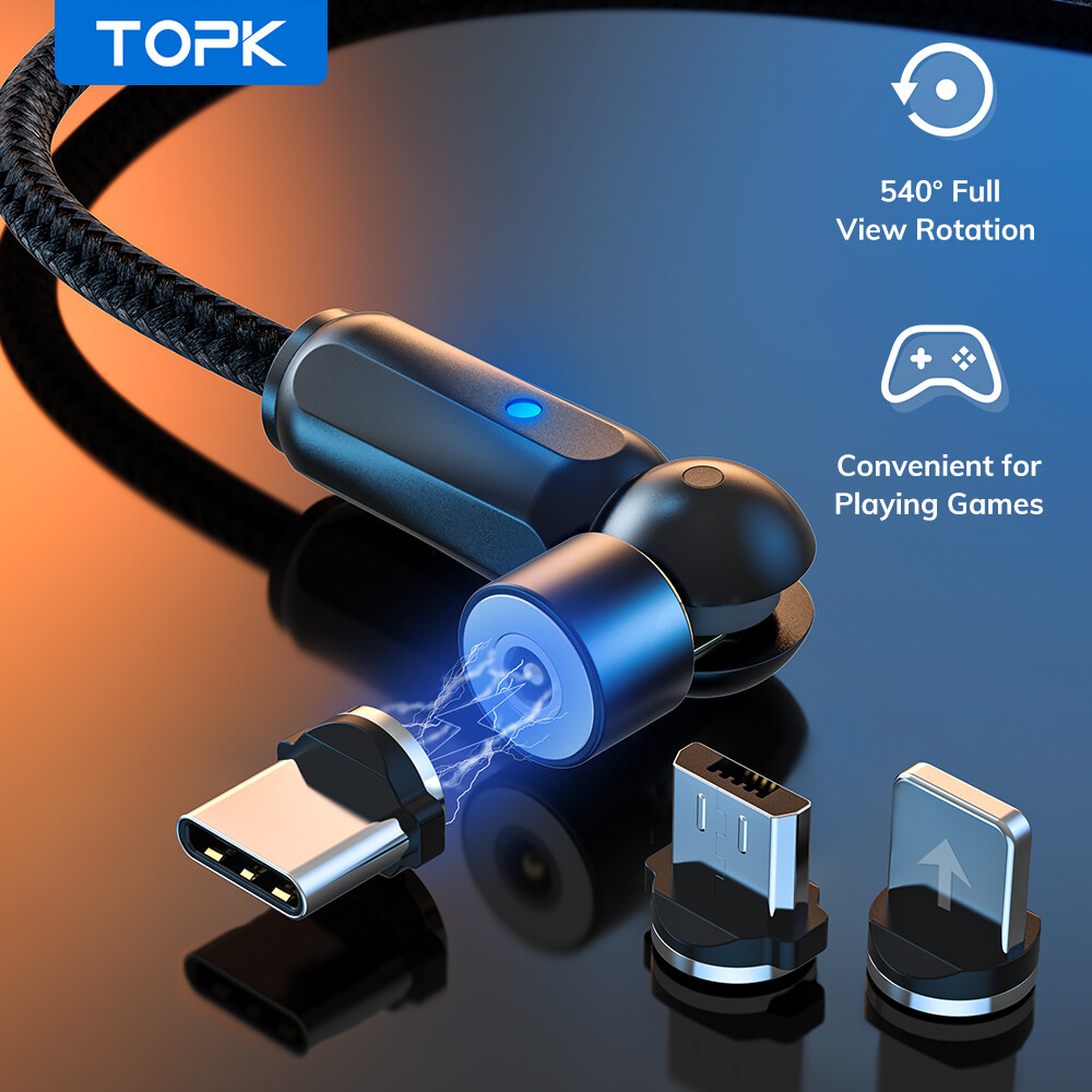 Topk 540° Rotate Magnetic Usb Phone Cable Type C Micro Usb for iPhone Samsung Topk 540° Rotate Magnetic Usb Phone Cable Type C Micro Usb for iPhone Samsung