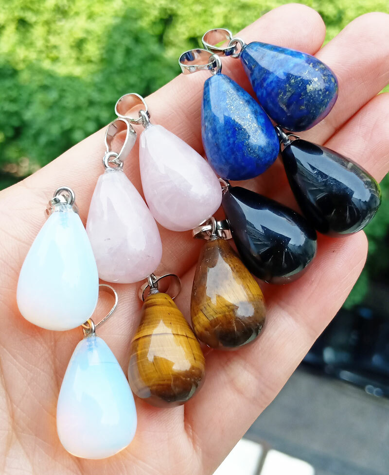 10pcs Rose Quartz vary stone Drop Pendant Chakra Reiki Healing Amulet
