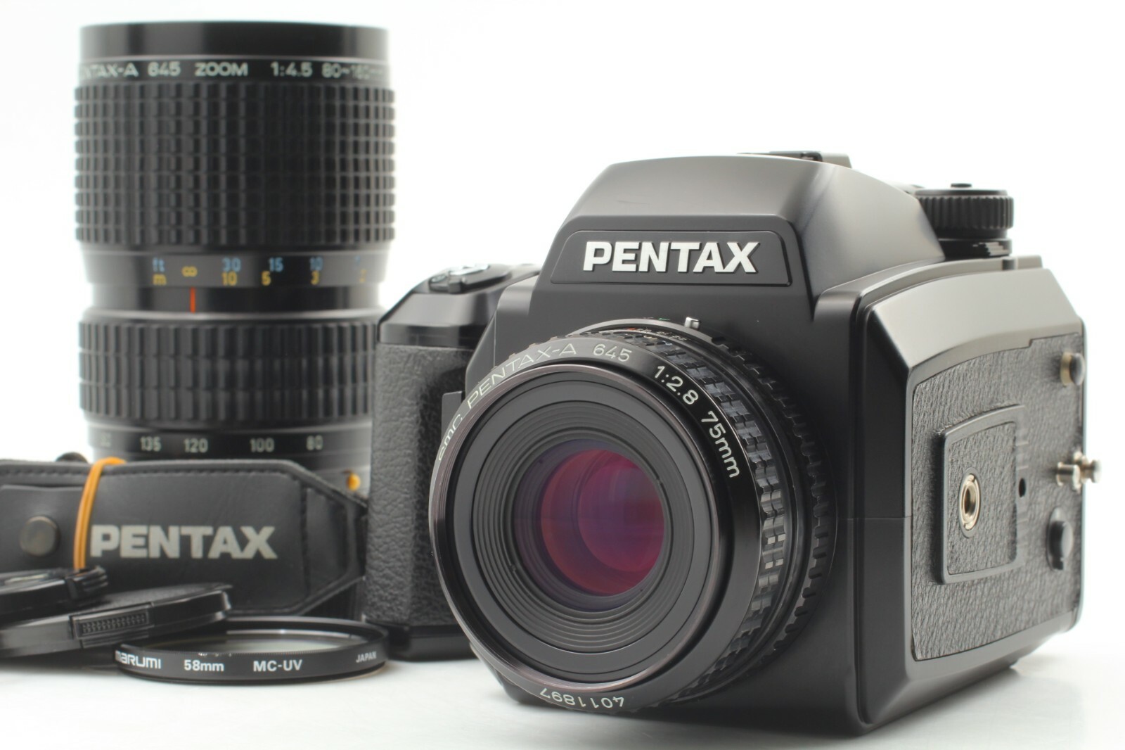 [Near Mint+++]Pentax 645N camera A 75mm + 80-160mm lens 120 film back from Japan