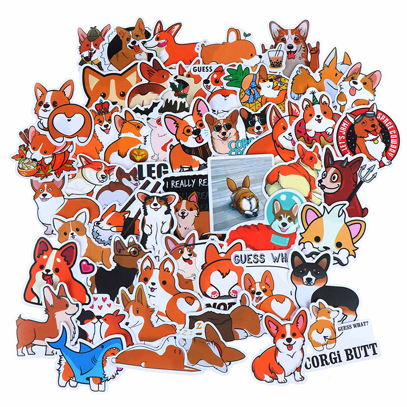 50Pcs Cute Corgi Dog Stickers Skateboard Suitcase Laptop Guitar Car StickersIHH2 50Pcs Cute Corgi Dog Stickers Skateboard Suitcase Laptop Guitar Car StickersIHH2